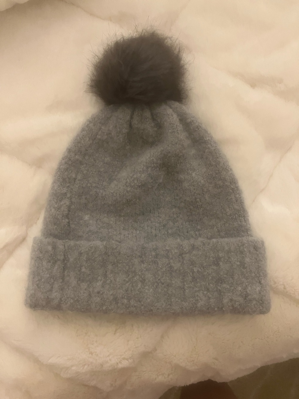 L.L. Bean Gray Knit Pom-Pom Beanie